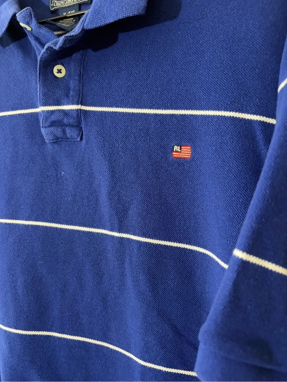 Vintage Ralph Lauren Jeans Blue Stripes Polo Shirt